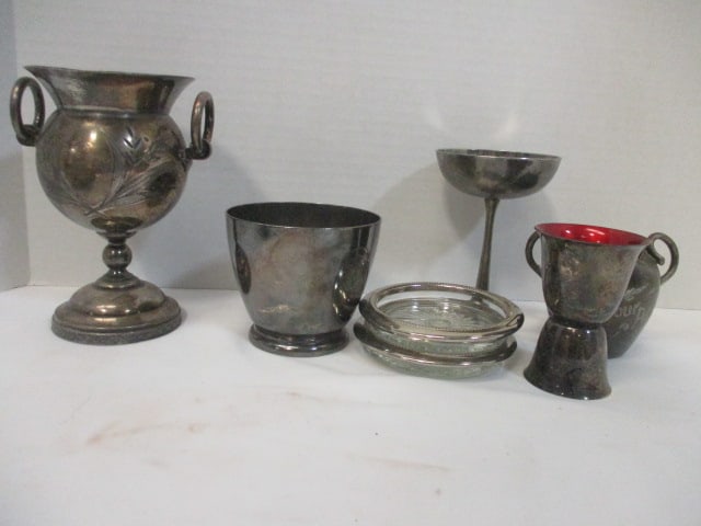 Quadruple Plate Vase & Creamer & Silverplate Goblet, etc. (1 of 11)