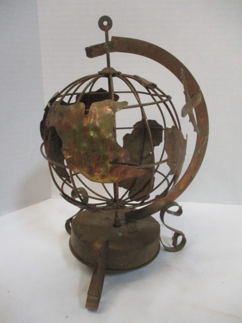 Berkeley Designs Copper Music Box Globe Sculpture: 10" (Music does not work)