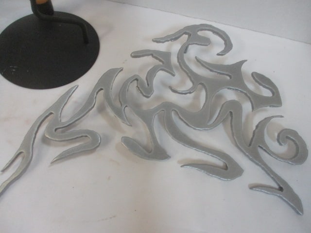 Cut Metal Tribal Piece 12 x 10 & Tribal Style Candle Holder - 2