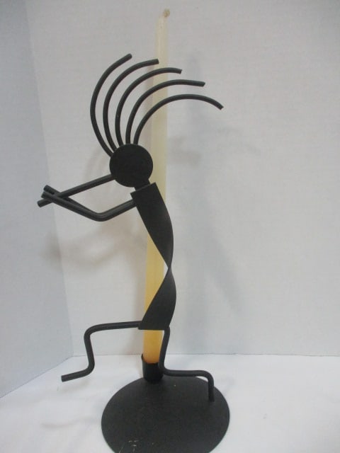 Cut Metal Tribal Piece 12 x 10 & Tribal Style Candle Holder - 4