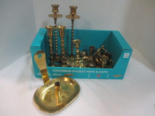 Baldwin & Misc. Brass Candleholders Grouping: .