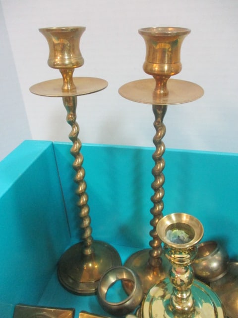 Baldwin & Misc. Brass Candleholders Grouping - 5