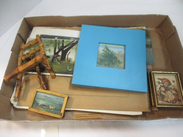 Small Paintings, Bamboo Easel, Sketchbook w/Sketches: See all pictures