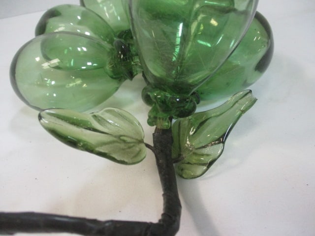Mid Century Modern Vtg. Green Glass Grapes - 2