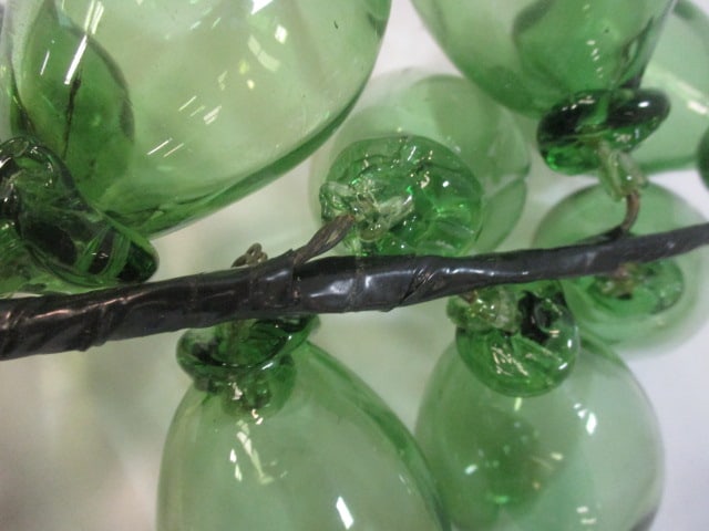 Mid Century Modern Vtg. Green Glass Grapes - 3