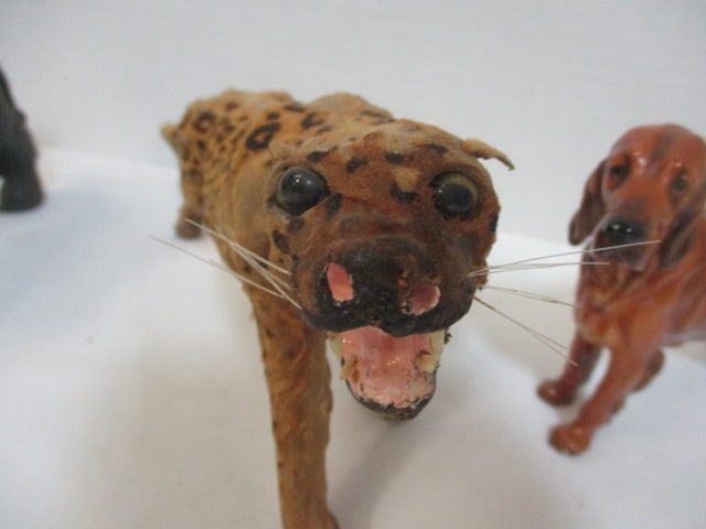 Leather Wrapped 9" Panther & 10" Leopard & Royal Doulton - 5