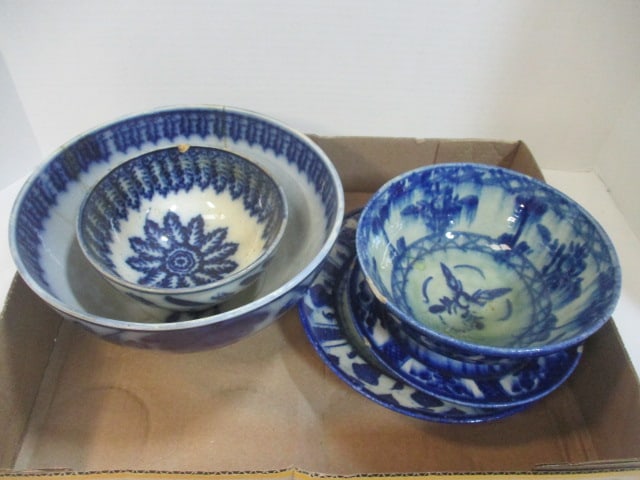 Antique Flow Blue Bowls & Plates (1 of 10)