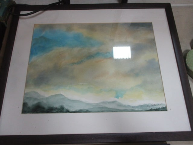 Kay Lathem Signed F/M Watercolor Print: 21 1/2 x 17 1/2