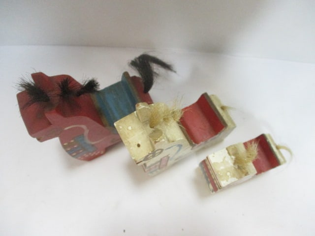 Yawata Horse Japanese Folk Art Craft Horses (3) & Folk Art Baton - 4