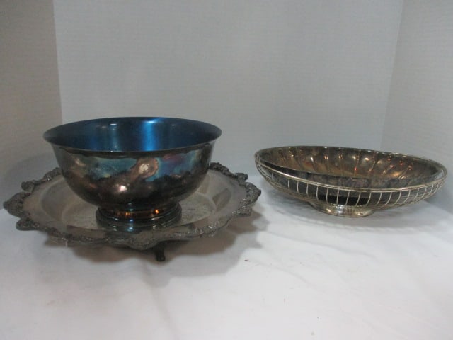 Silverplate Grouping-Serving Tray, Bow, Basket, etc. (1 of 7)