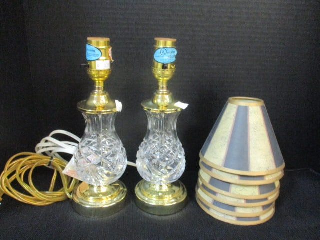 Glass & Brass Accent Lamps (PR) & 6 Accent Lamp Shades: .
