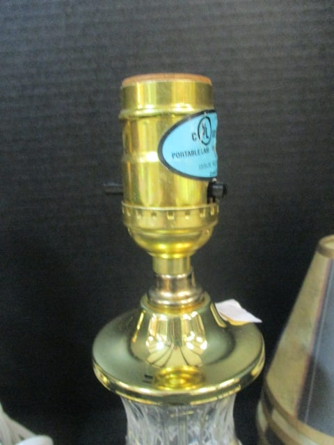 Glass & Brass Accent Lamps (PR) & 6 Accent Lamp Shades - 4