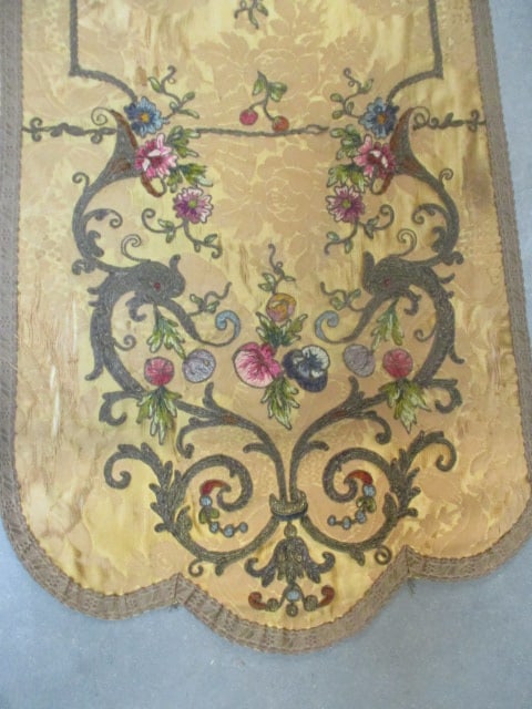 Antique French Style Silk Fabric (2) Table Runners & Vtg. - 3