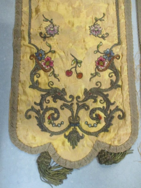 Antique French Style Silk Fabric (2) Table Runners & Vtg. - 4
