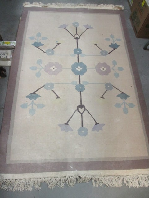Oushak Style Rug w/Geometric Floral Motif Handknotted: Needs cleaning (48 x 74)