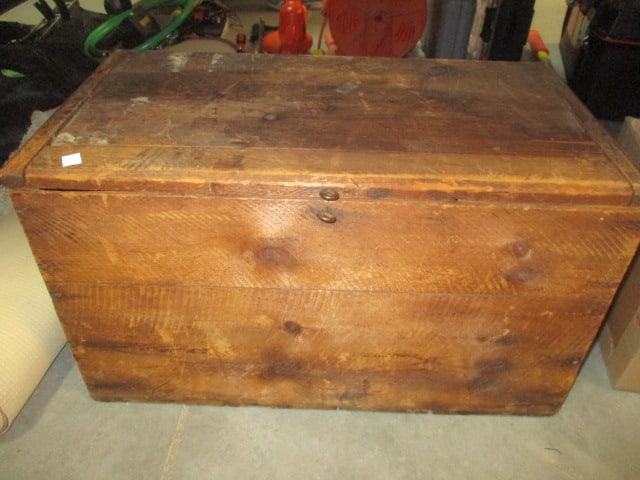 Handcrafted Antique Wood Box: 24 x 13 x 14