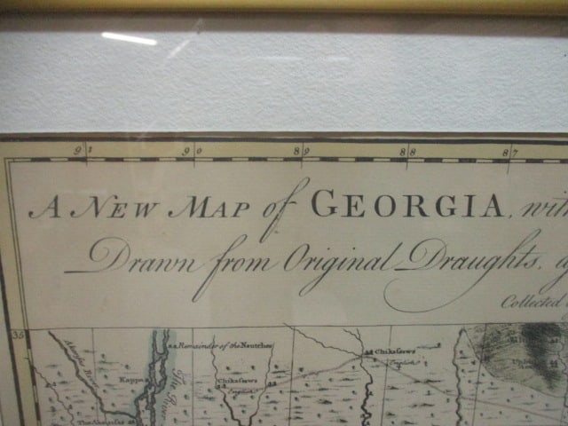 Framed Matted Map of Ga with Parts of Fl,SC,LA - 2