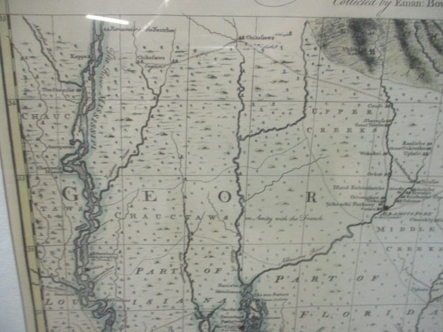 Framed Matted Map of Ga with Parts of Fl,SC,LA - 4