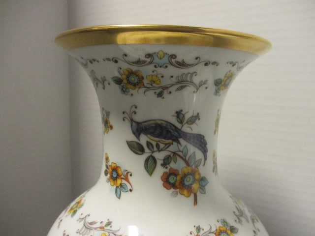 Pair of Royal Bavaria KPM German Porcelain Handpainted Urn Vases with Wood Stands - 3