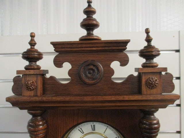 Vintage German Oak 8 Day Wall Clock - 3