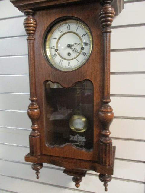 Vintage German Oak 8 Day Wall Clock - 4
