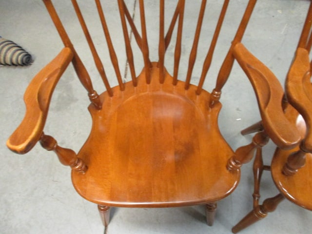 Pair of Ethan Allen Maple Fiddle Back Arm Chairs - 3