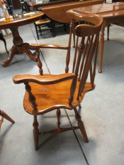Pair of Ethan Allen Maple Fiddle Back Arm Chairs - 6