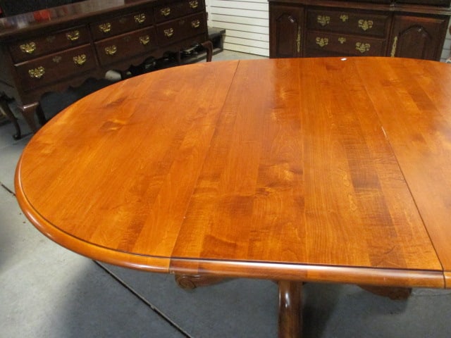 Ethan Allen Country Crossings Center Turned Pedestal Dining Table with Leaf - 2