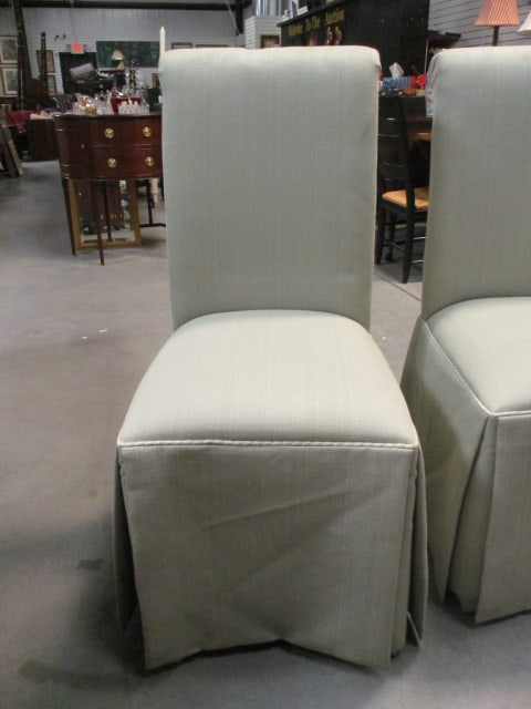 Pair of Claremont Furniture Upholstered Box Pleat Parson's Chairs with Rolled Top - 2