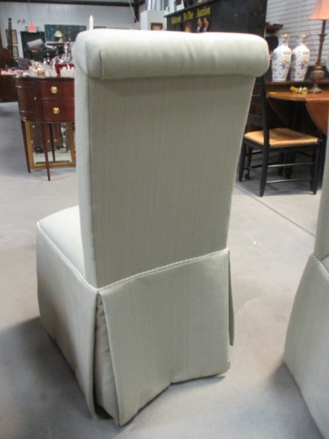 Pair of Claremont Furniture Upholstered Box Pleat Parson's Chairs with Rolled Top - 6