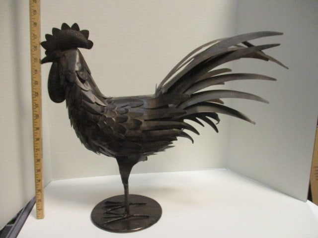 Decorative Layered Metal Feather Farmhouse Style Tabletop Rooster - 6