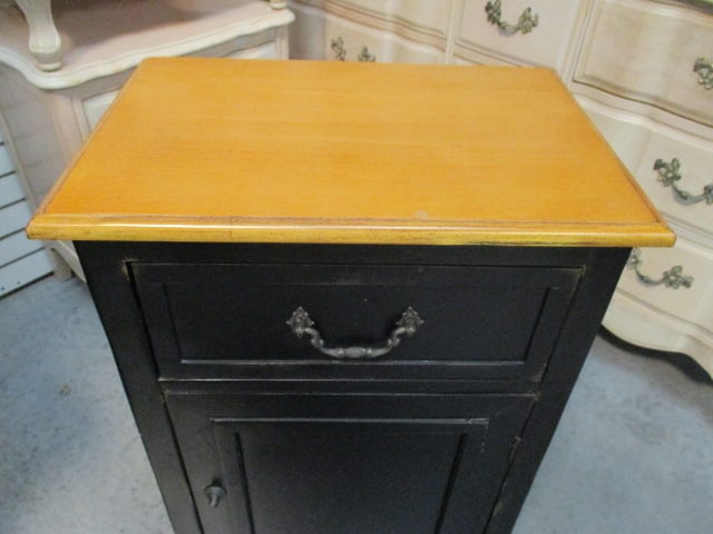 2 Tone Wood Commode/Cabinet with Drawer and Door - 2