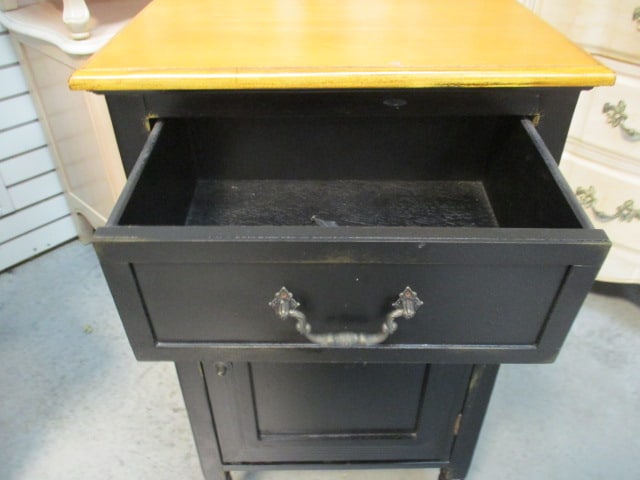 2 Tone Wood Commode/Cabinet with Drawer and Door - 4