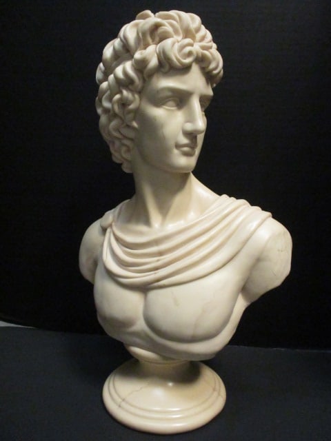 Classical Bust Modeled after Michelangelo's "David" Faux Marble Resin Tabletop Reproduction: 18"h