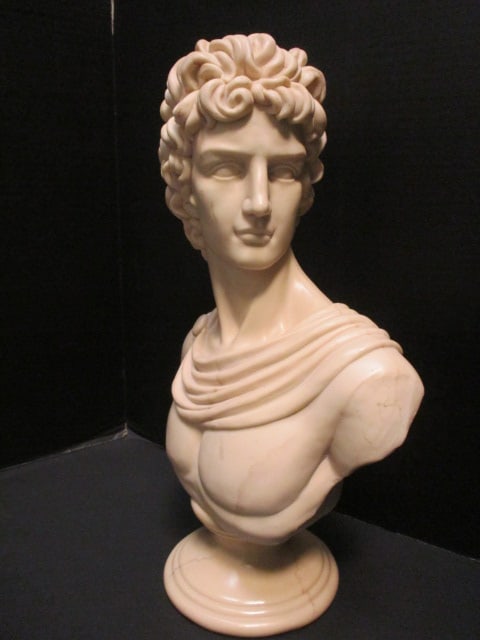 Classical Bust Modeled after Michelangelo's "David" Faux Marble Resin Tabletop Reproduction - 2