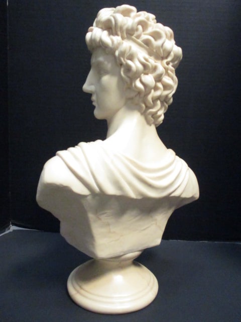 Classical Bust Modeled after Michelangelo's "David" Faux Marble Resin Tabletop Reproduction - 3