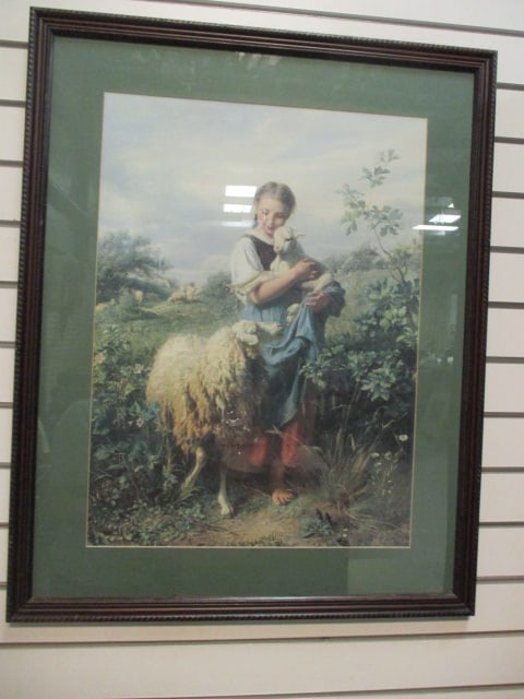 Framed and Matted Johann Hofner "The Shepherdess" Print: 24" x 30", Local Pickup Suggested