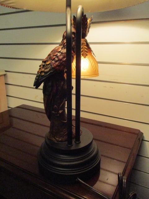 Sculpted Tropical Parrot Table Lamp with Frosted Leaf Glass Shade Night Light - 11