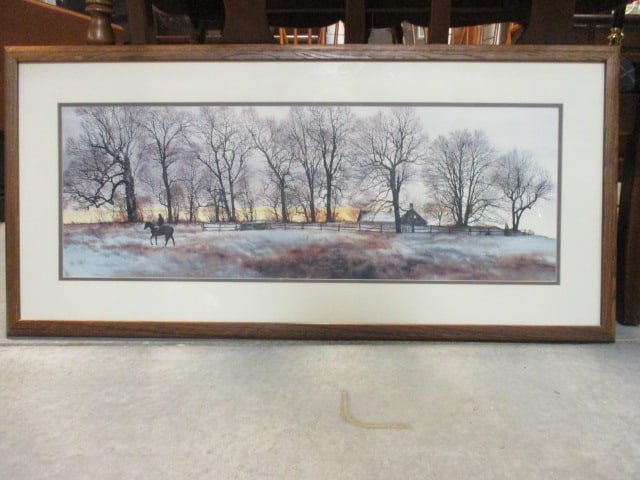 Framed and Matted Peter Sculthorpe "Hedgerow" Lithograph Print: 42" x 20 1/4", Local Pickup Suggested