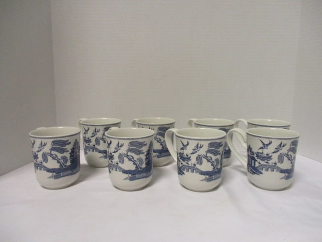 Eight Johnson Bros. Blue Willow Mugs (1 of 8)
