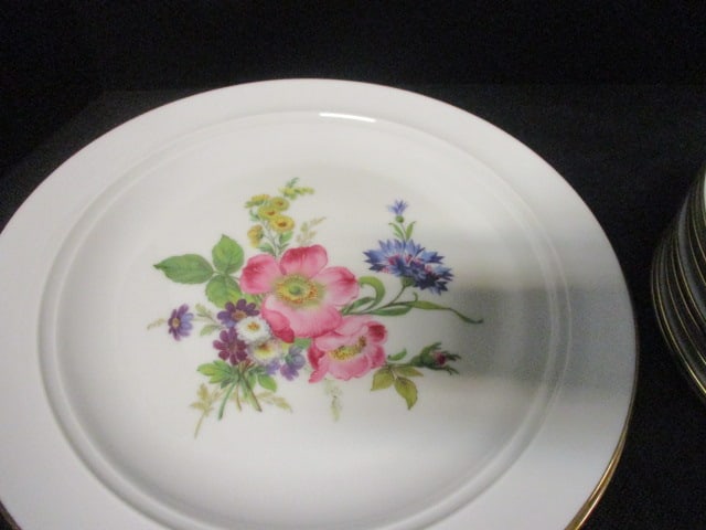 16 Pieces of Royal KPM Bavaria West German Porcelain Multi Color Floral Design Plates - 5