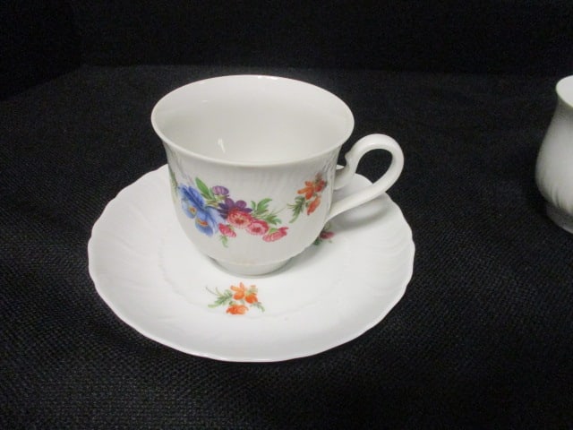 Royal Tattau Bavaria German Porcelain Multi Color Flower Coffee Serving Set - 10
