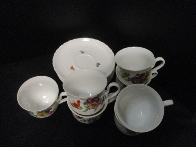 Royal Tattau Bavaria German Porcelain Multi Color Flower Coffee Serving Set - 11