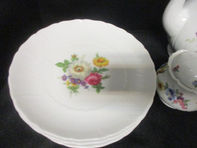Royal Tattau Bavaria German Porcelain Multi Color Flower Coffee Serving Set - 2