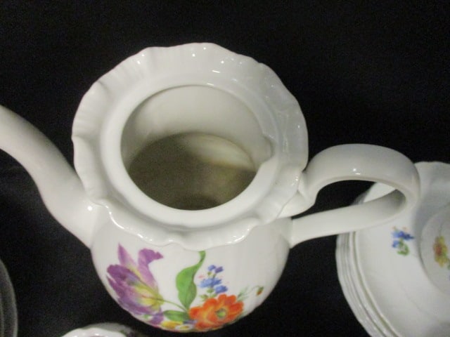 Royal Tattau Bavaria German Porcelain Multi Color Flower Coffee Serving Set - 5