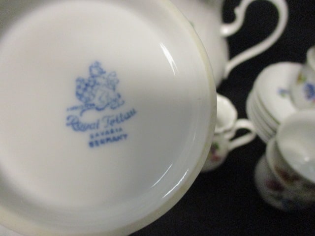 Royal Tattau Bavaria German Porcelain Multi Color Flower Coffee Serving Set - 7