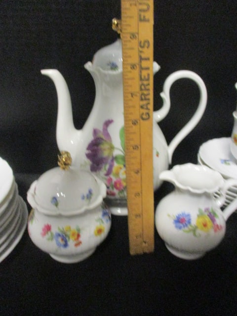 Royal Tattau Bavaria German Porcelain Multi Color Flower Coffee Serving Set - 8