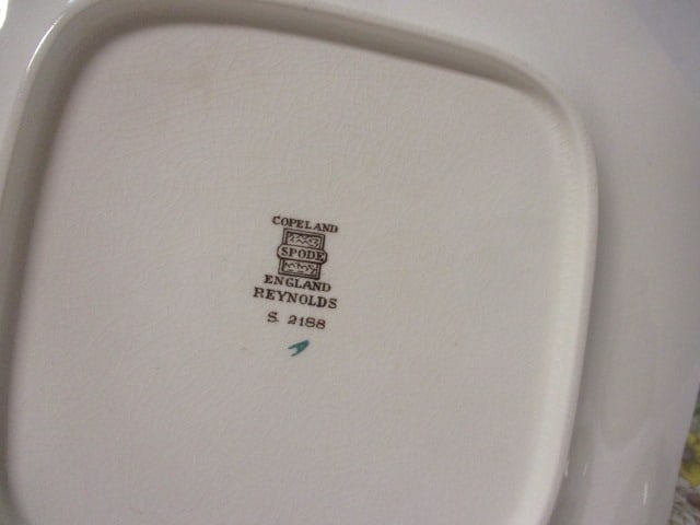 Copeland Spode "Reynolds" Earthenware Square Plates and Bouillon/Clear Soup Bowls - 4