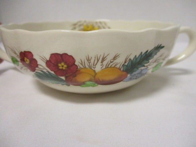 Copeland Spode "Reynolds" Earthenware Square Plates and Bouillon/Clear Soup Bowls - 8