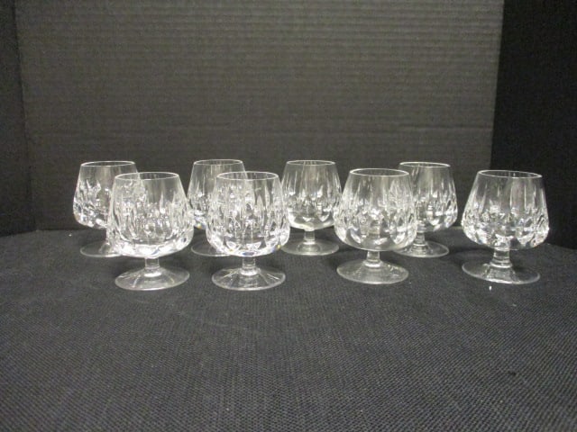 Eight Brilliant Crystal Brandy Glasses: 3 3/4"h, possibly Nachtmann Crystal "Helena" pattern
